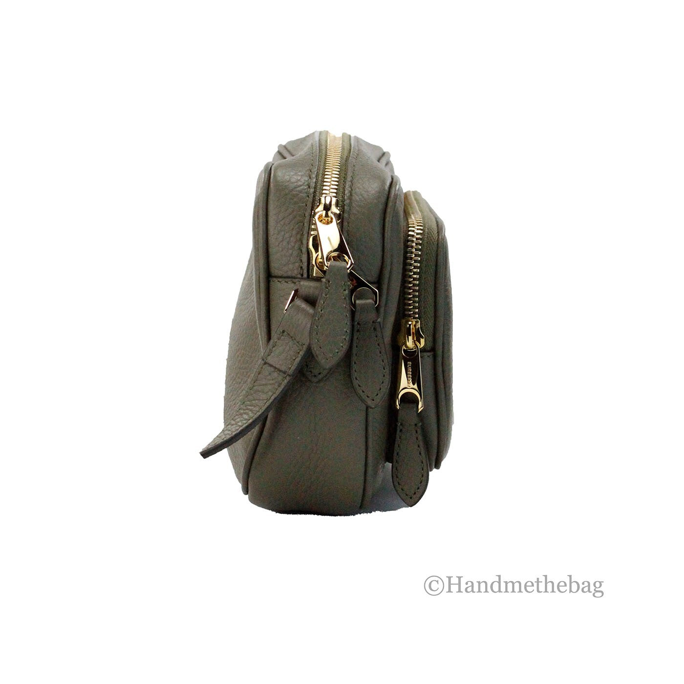 Burberry Small Grained Leather Camera Bag in Dark Fern Green with Logo
