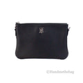 Burberry Peyton Monogram Leder Pochette Umhängetasche Schwarz