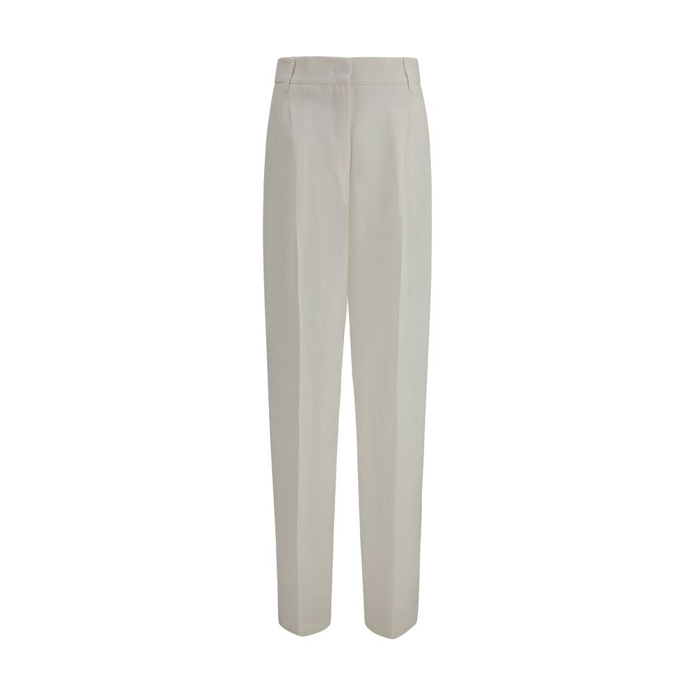 Max Mara White Linen Casual Trousers