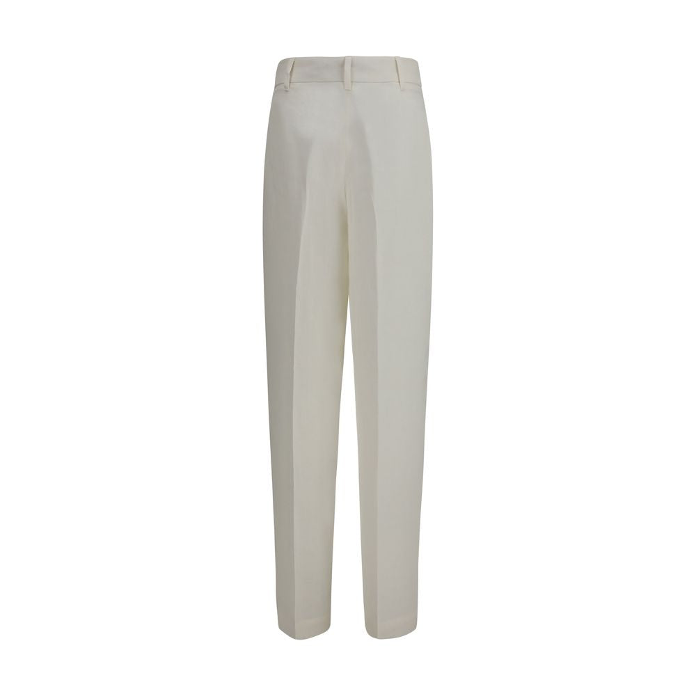 Max Mara White Linen Casual Trousers