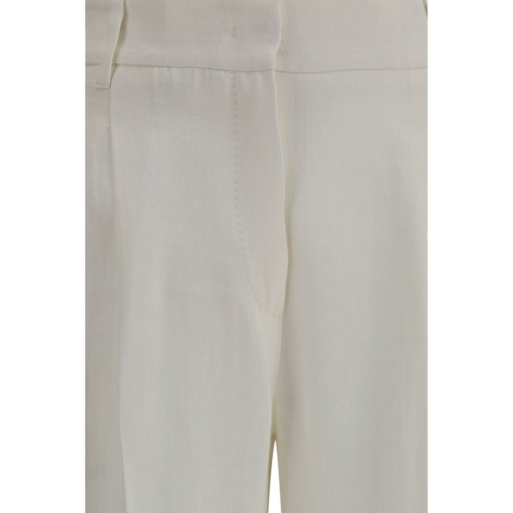 Max Mara White Linen Casual Trousers