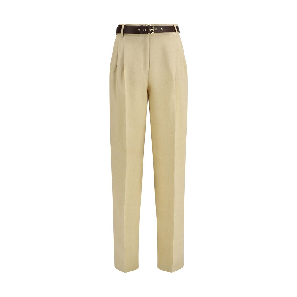 Max Mara Beige Leinen Casual Hose