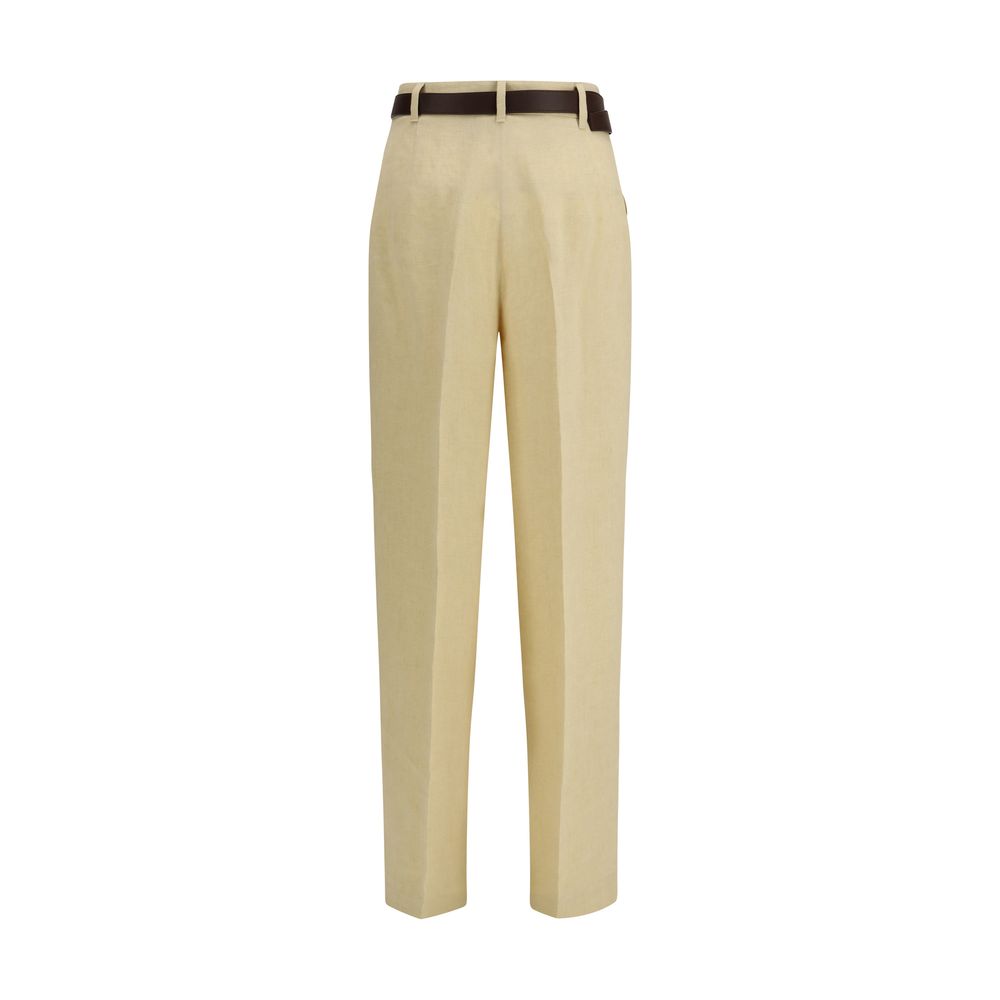 Max Mara Beige Leinen Casual Hose