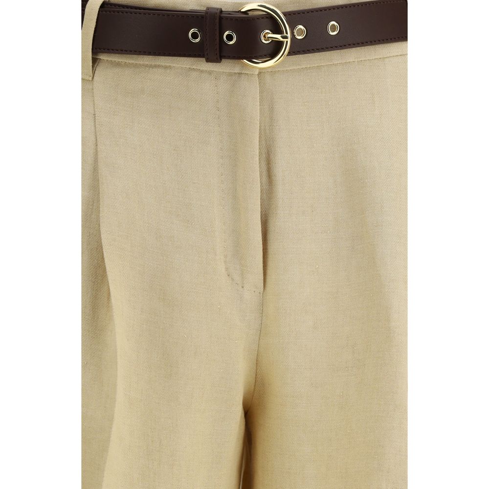Max Mara Beige Leinen Casual Hose