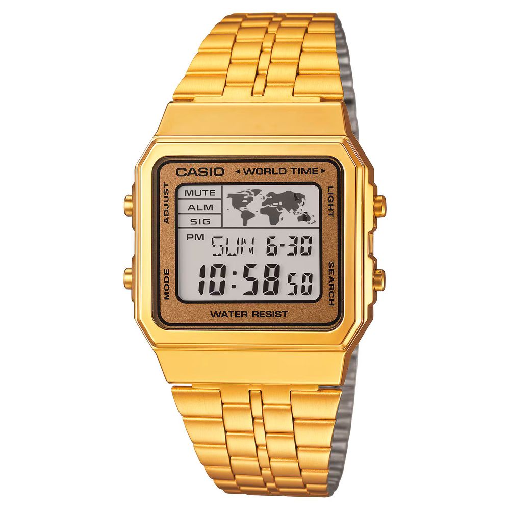 Casio Goldfarbene Digitaluhr aus Edelstahl
