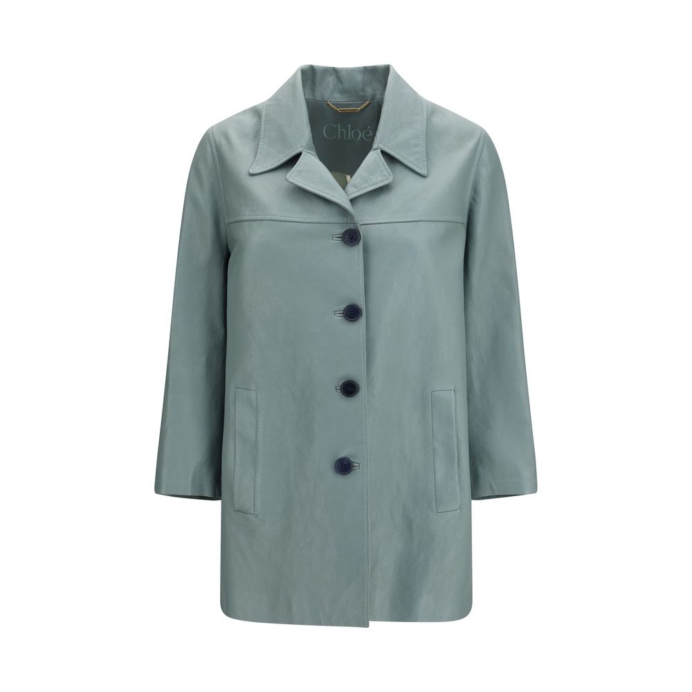 Chloé Blaue Lederjacke