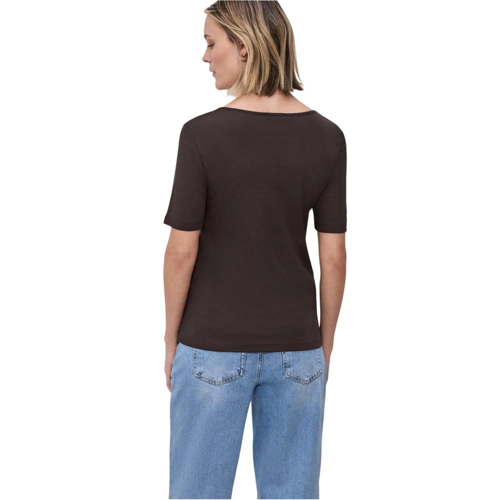 Street One Braunes Baumwoll-Langarm-T-Shirt