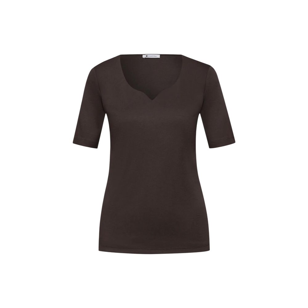 Street One Braunes Baumwoll-Langarm-T-Shirt