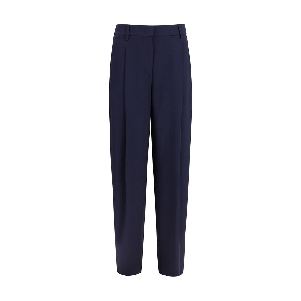 Giorgio Armani Blue Silk Trousers for Leisure
