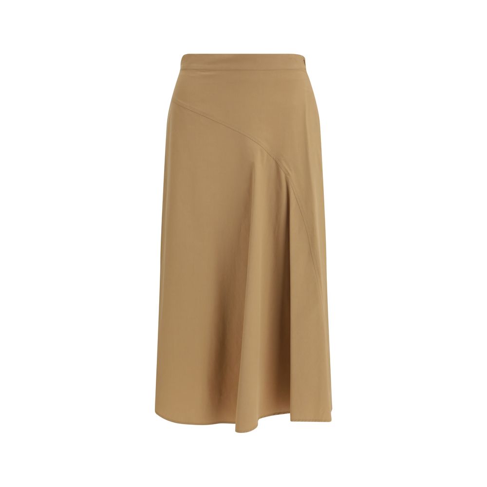 Max Mara Beiger Baumwoll-Midirock