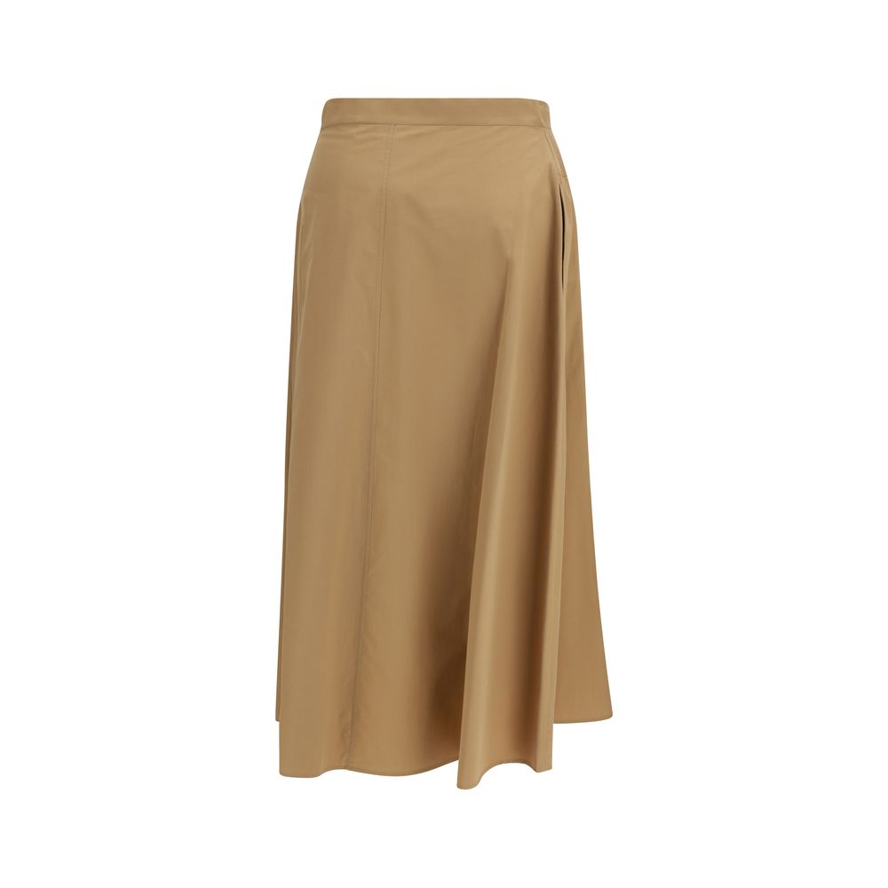 Max Mara Beiger Baumwoll-Midirock