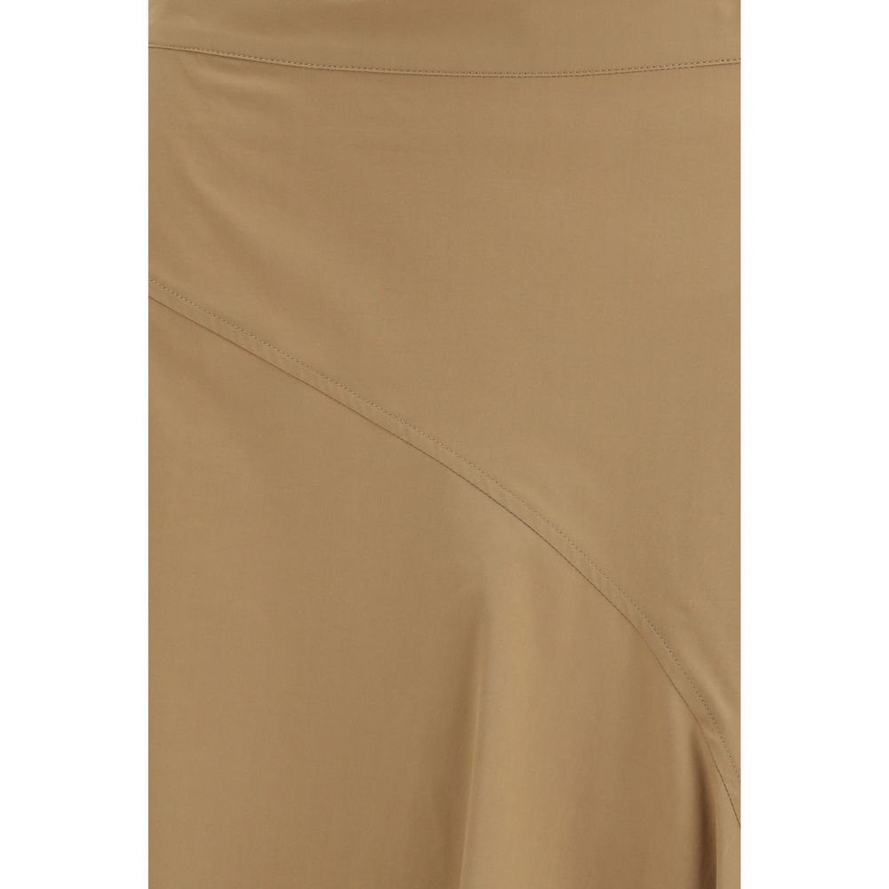 Max Mara Beiger Baumwoll-Midirock