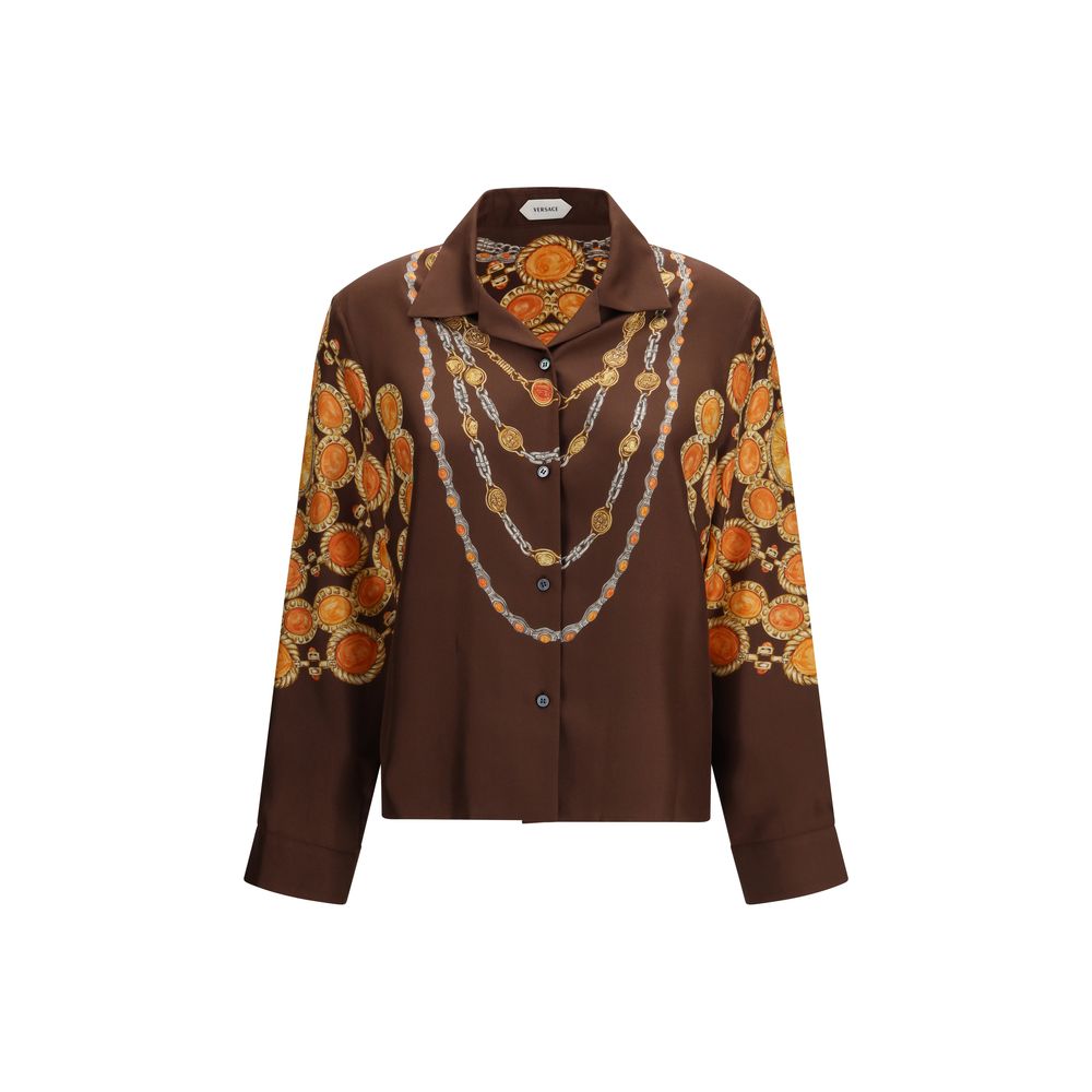 Versace shirt with brown fabric pattern