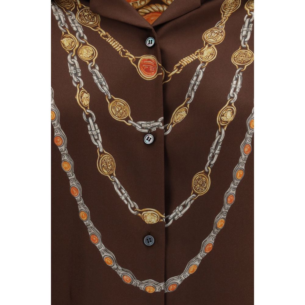 Versace shirt with brown fabric pattern