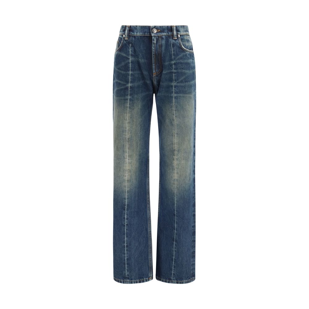 Versace Blue Straight-Leg Cotton Jeans