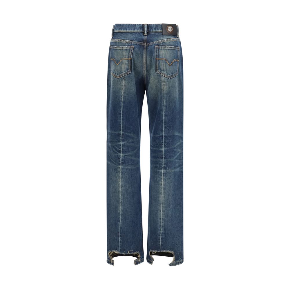 Versace Blue Straight-Leg Cotton Jeans