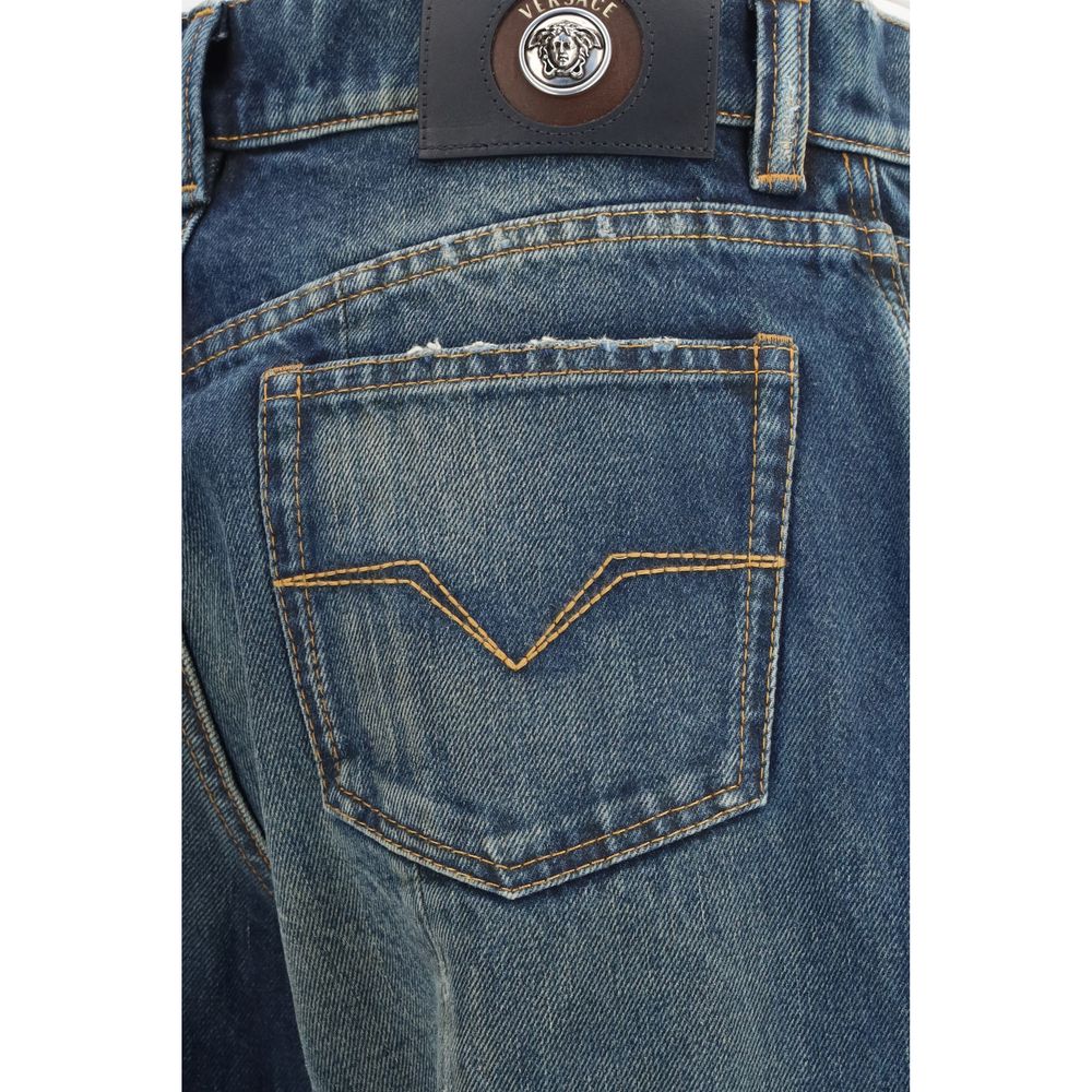 Versace Blue Straight-Leg Cotton Jeans