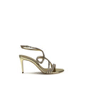 Casadei Sandal with Stiletto Heel in Gold Bos Taurus Calf Leather