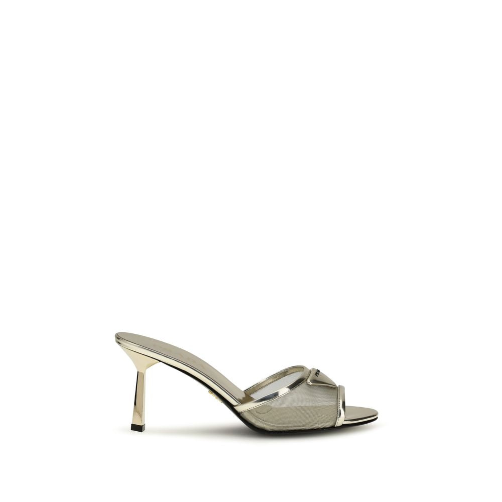 Prada silver calfskin stiletto heel sandals