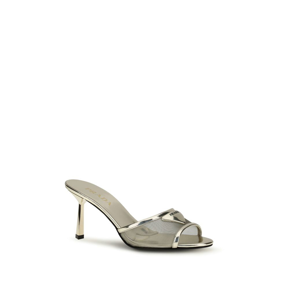 Prada silver calfskin stiletto heel sandals