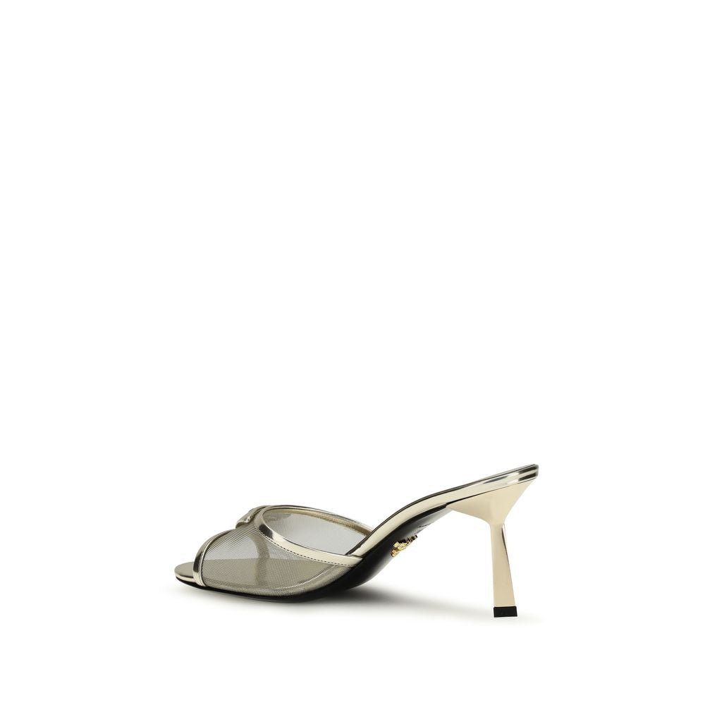 Prada silver calfskin stiletto heel sandals