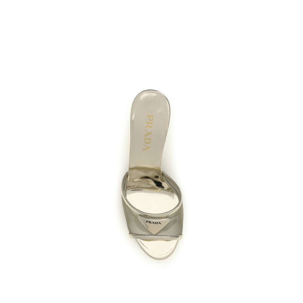 Prada silver calfskin stiletto heel sandals