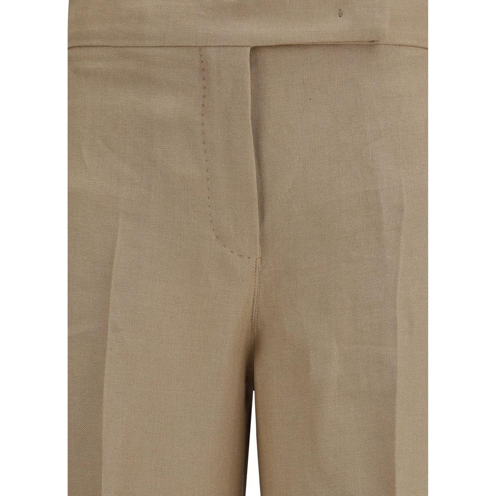 Max Mara Beige Leinen Casual Hose