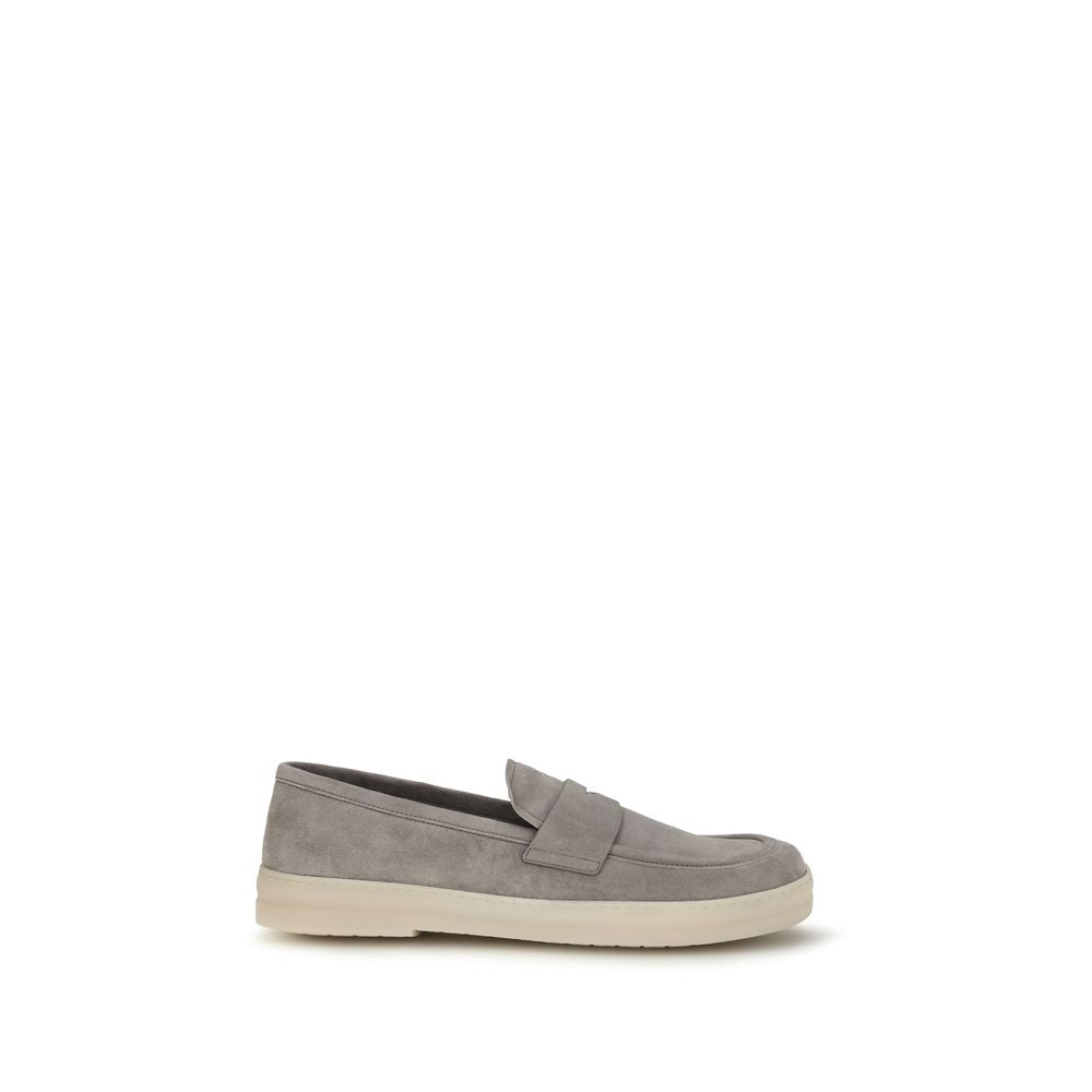 Prada Grey Calfskin Bos Taurus Slipper Loafers