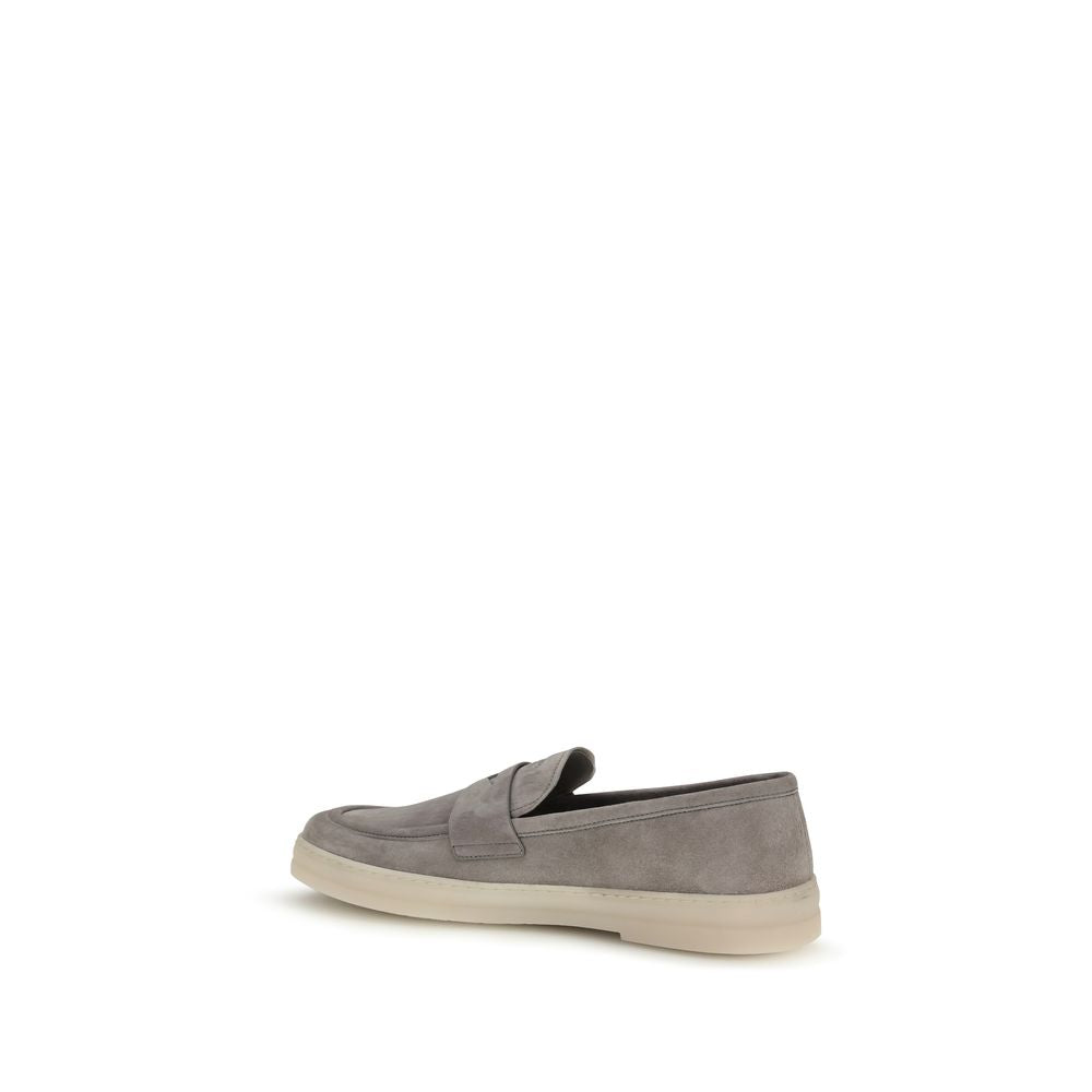 Prada Grey Calfskin Bos Taurus Slipper Loafers