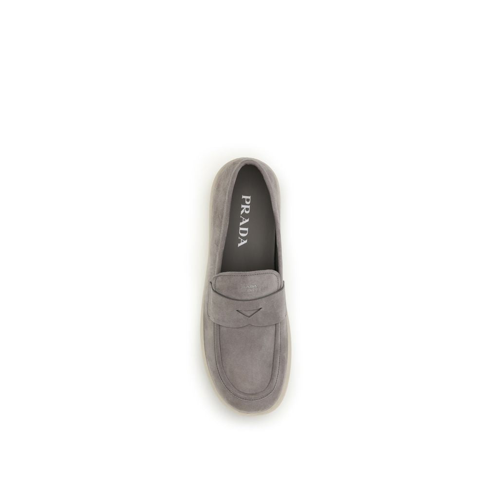 Prada Grey Calfskin Bos Taurus Slipper Loafers