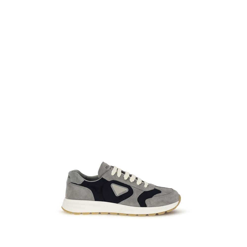 Prada Blaue Kalbsleder Bos Taurus Sportschuhe