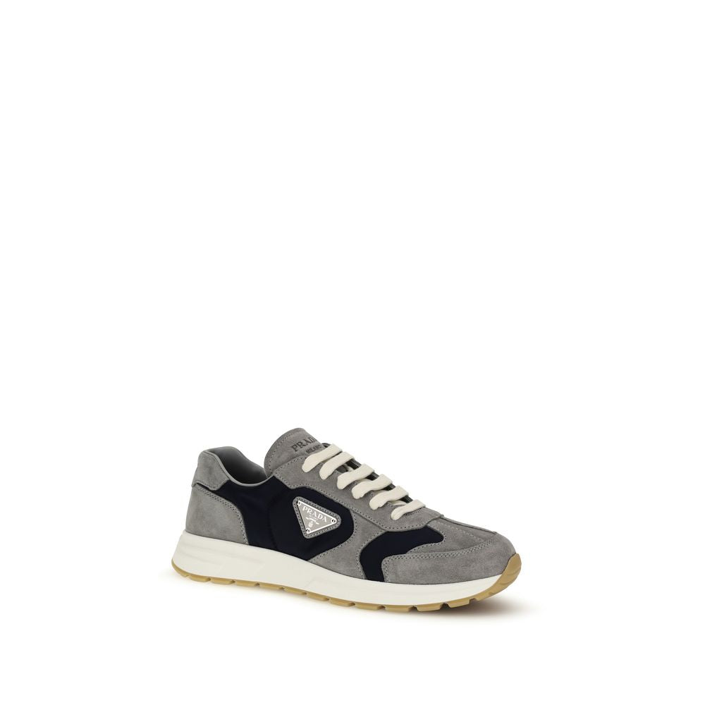 Prada Blaue Kalbsleder Bos Taurus Sportschuhe