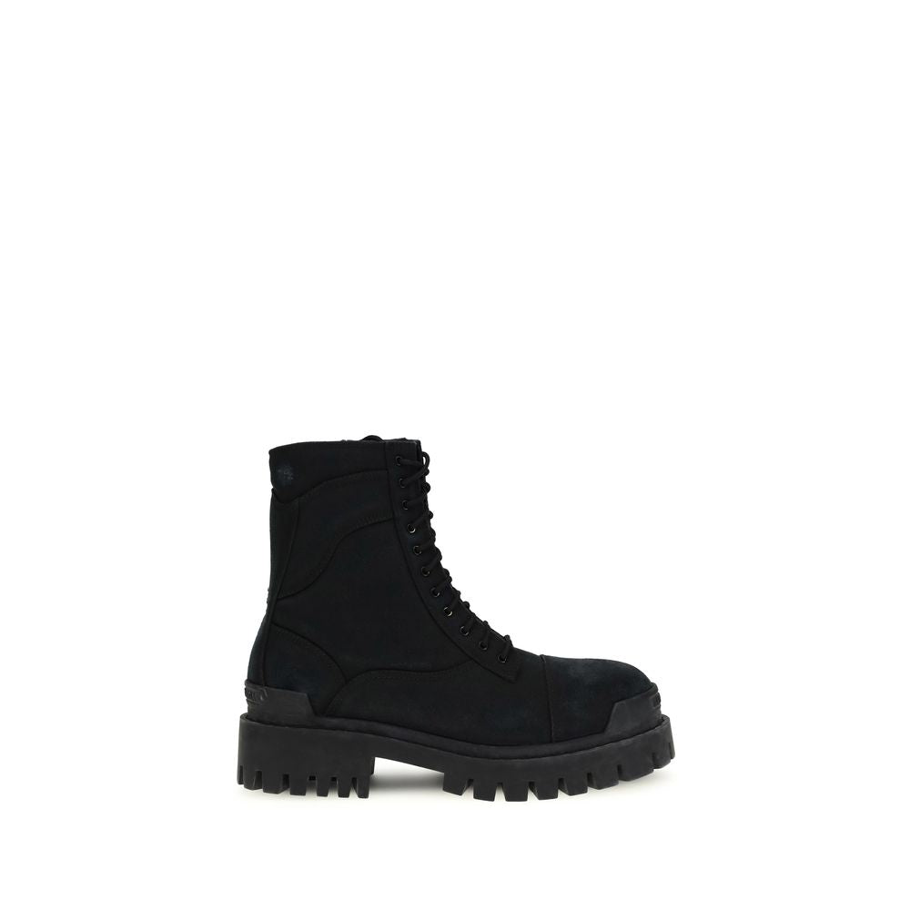 Balenciaga Black Calf Leather Lace-up Boots Bos Taurus