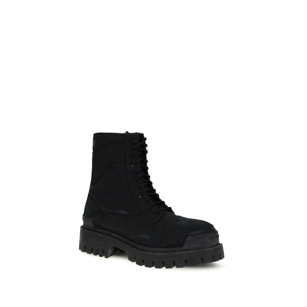 Balenciaga Black Calf Leather Lace-up Boots Bos Taurus