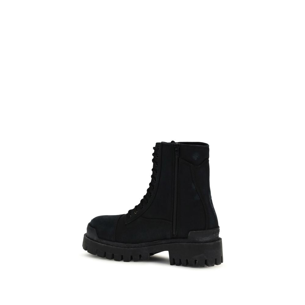 Balenciaga Black Calf Leather Lace-up Boots Bos Taurus