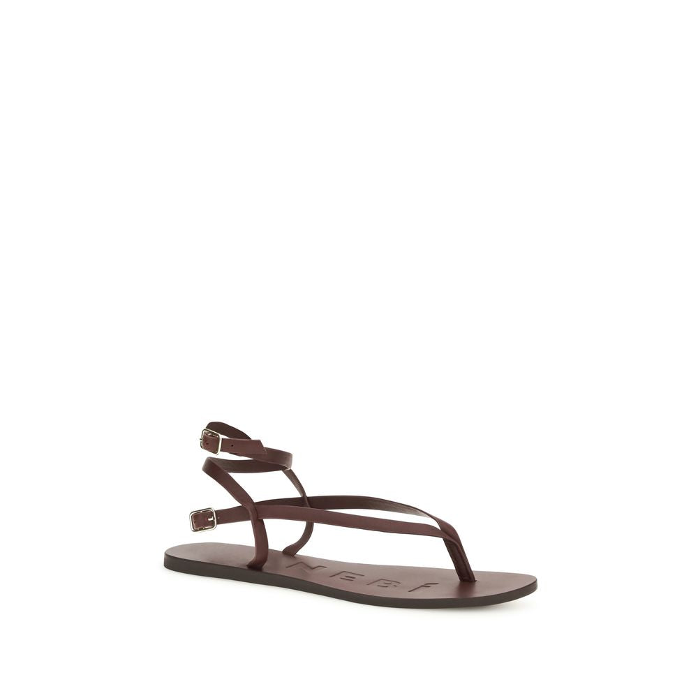 Manebi Braune Kalbsleder Bos Taurus Flache Sandalen