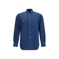 Finamore Blaues Baumwollhemd