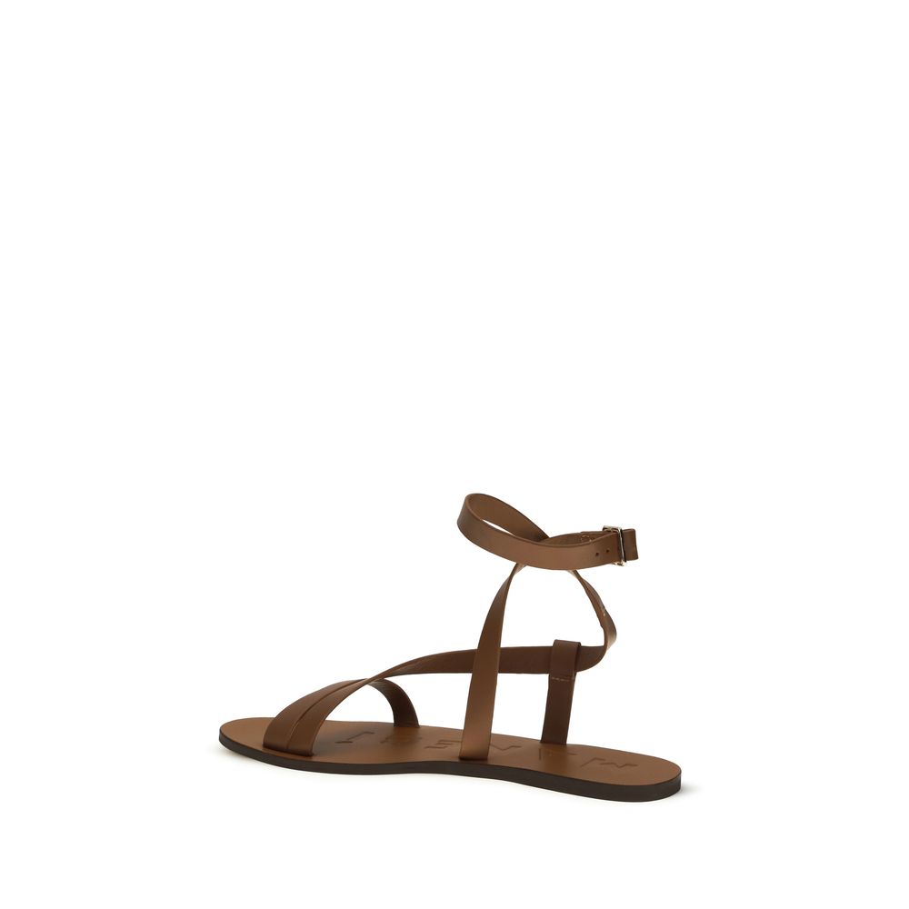 Manebi Braune Kalbsleder-Sandalen Bos Taurus