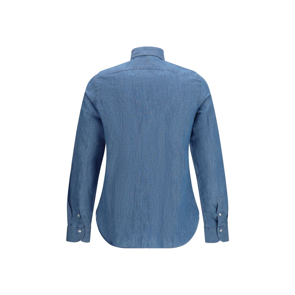 Finamore Blue Cotton Shirt