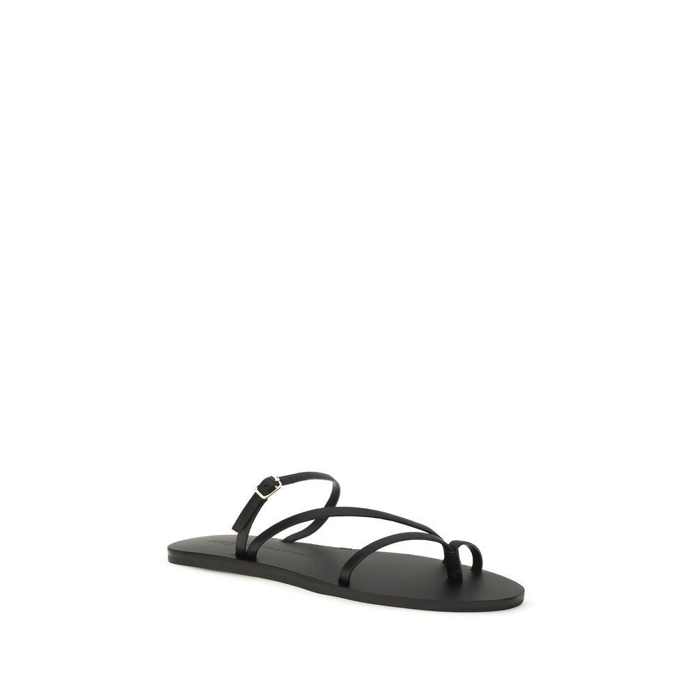 Manebi Schwarze Bos Taurus Kalbsleder-Sandalen