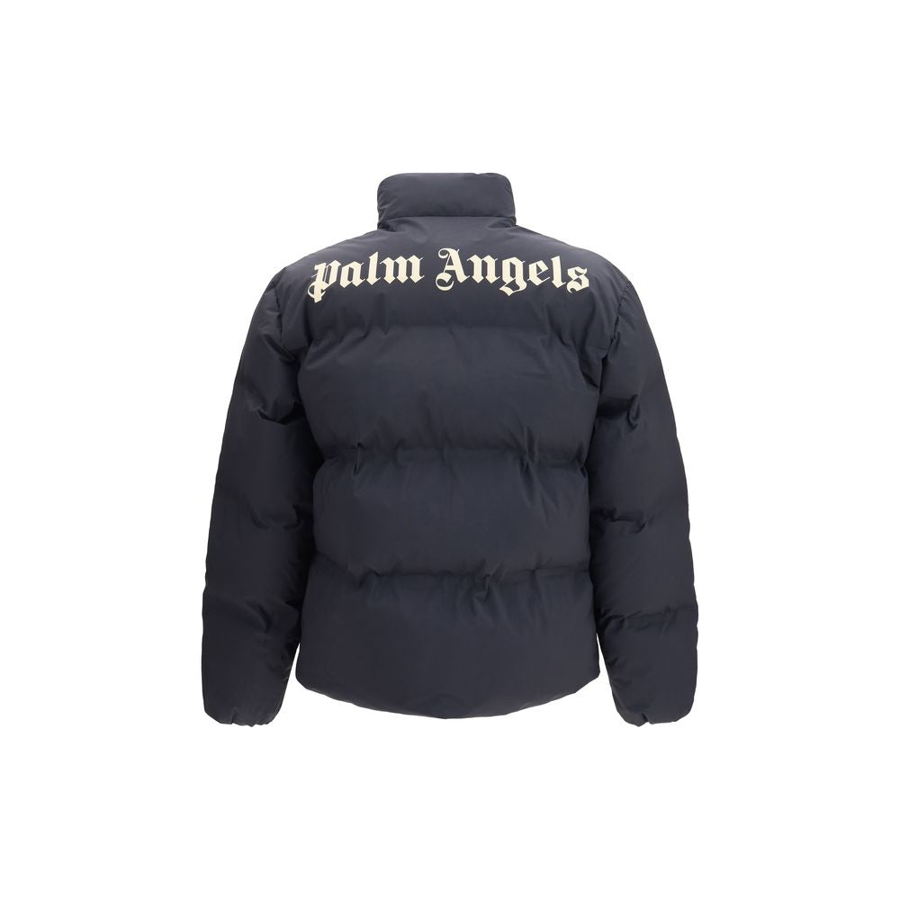 Palm Angels Schwarze Polyamid-Jacke in voller Länge