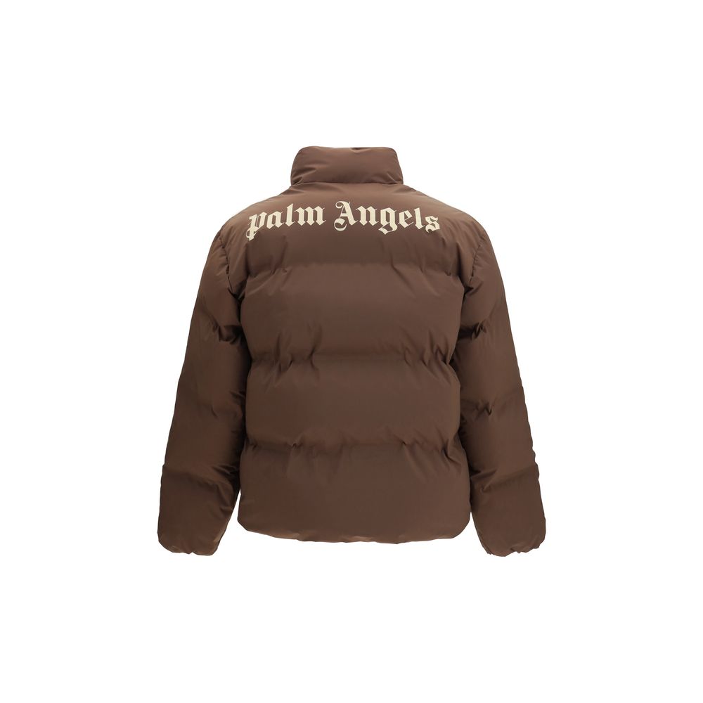 Palm Angels Braune Polyamid-Jacke in voller Länge