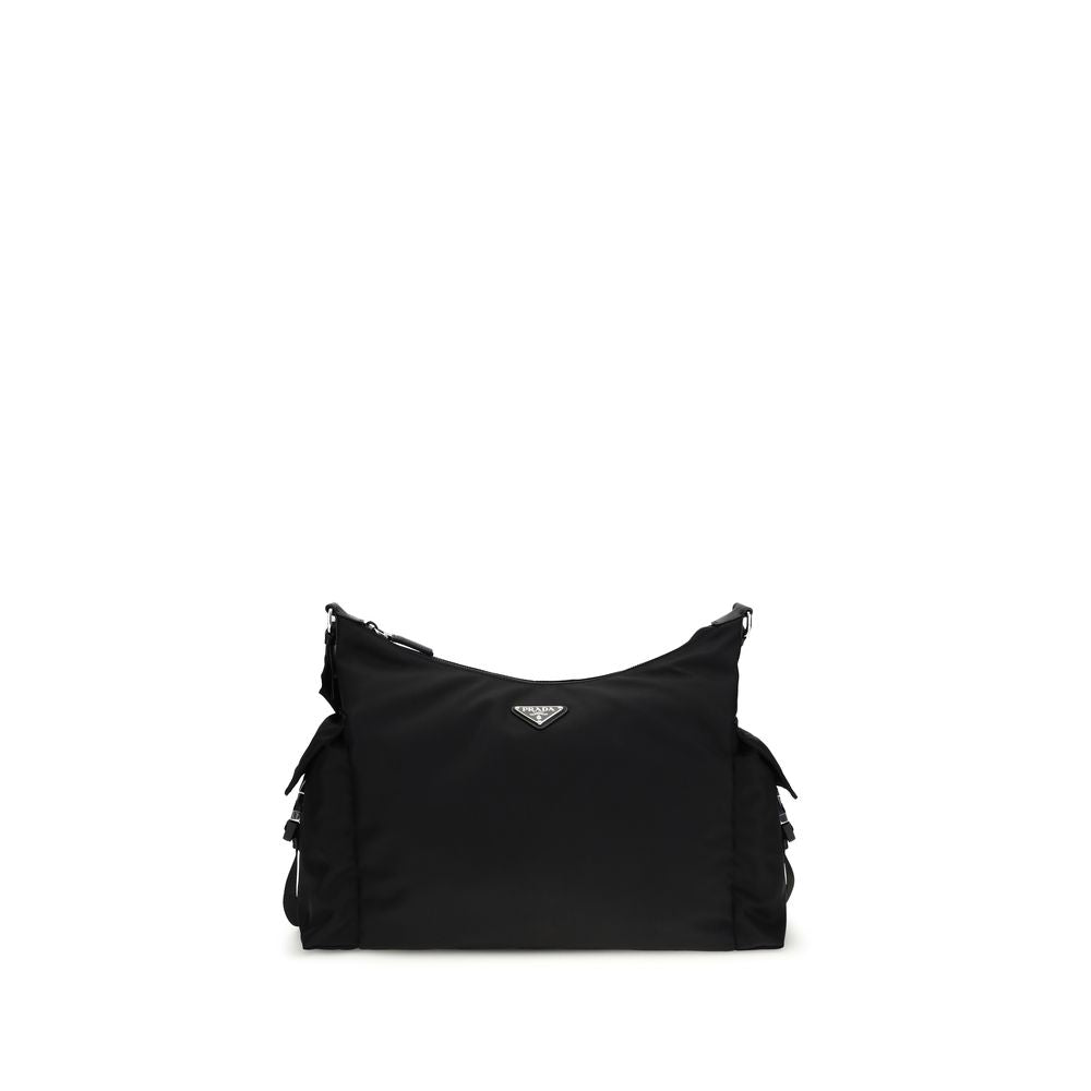 Prada Schwarze Schultertasche aus recyceltem Polyamid