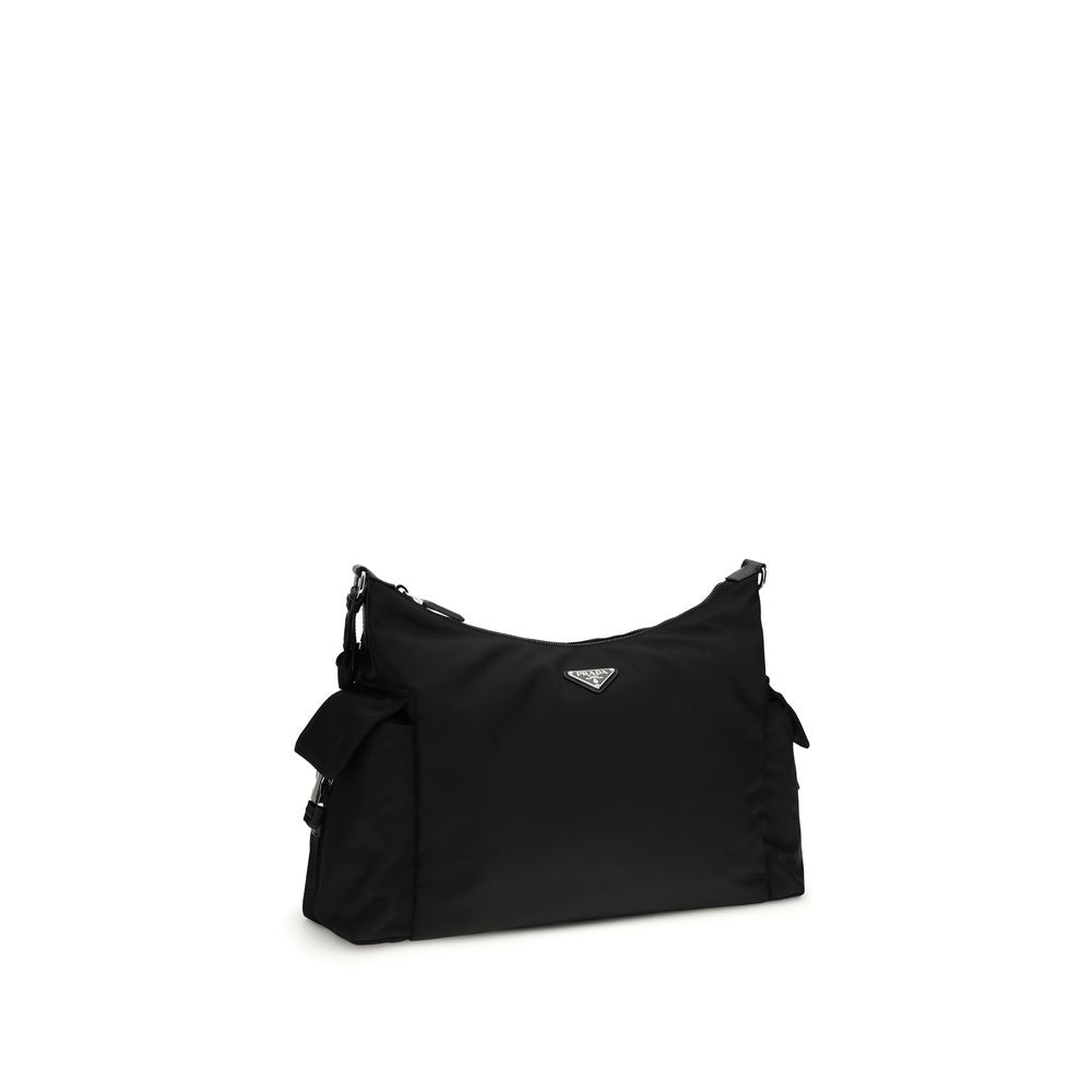 Prada Schwarze Schultertasche aus recyceltem Polyamid