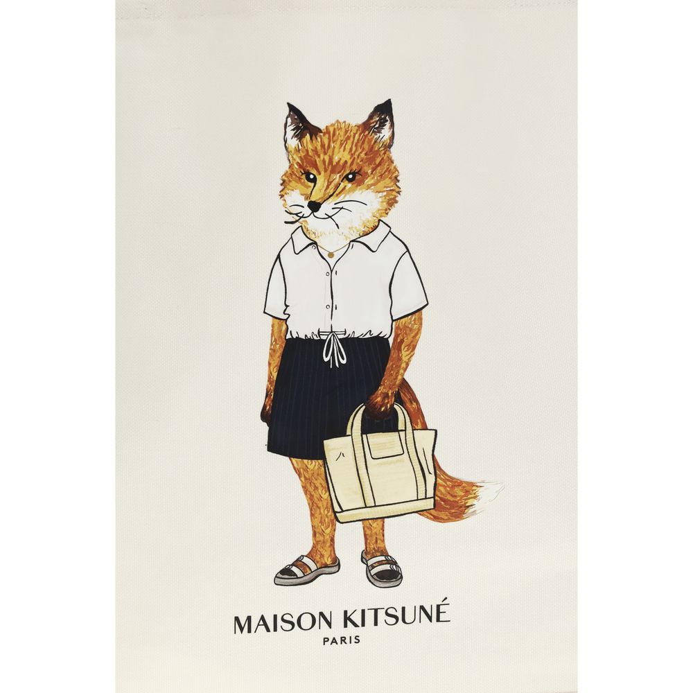Maison Kitsuné Beige Cotton Tote Bag