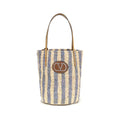 Valentino Garavani Eimer-Tasche aus blauer Raffia