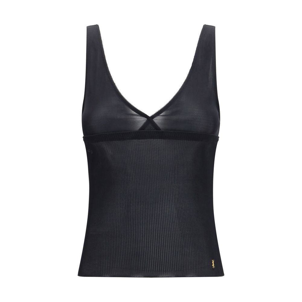 Saint Laurent Schwarzes ärmelloses Seidentop