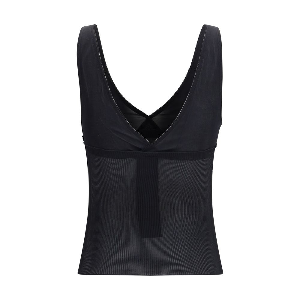 Saint Laurent Schwarzes ärmelloses Seidentop