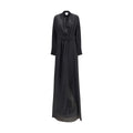 SA SU PHI Schwarzes Seiden-Maxikleid