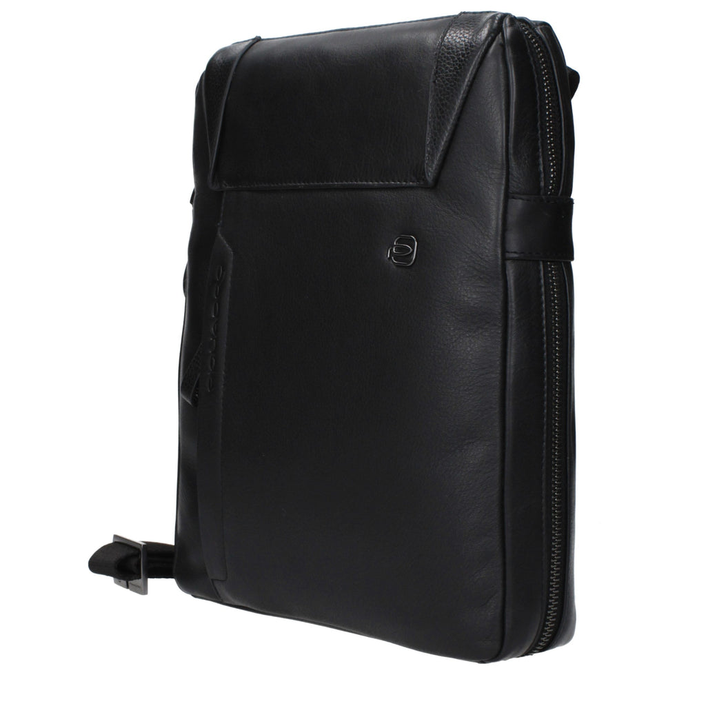 Piquadro Schwarze Leder Umhängetasche